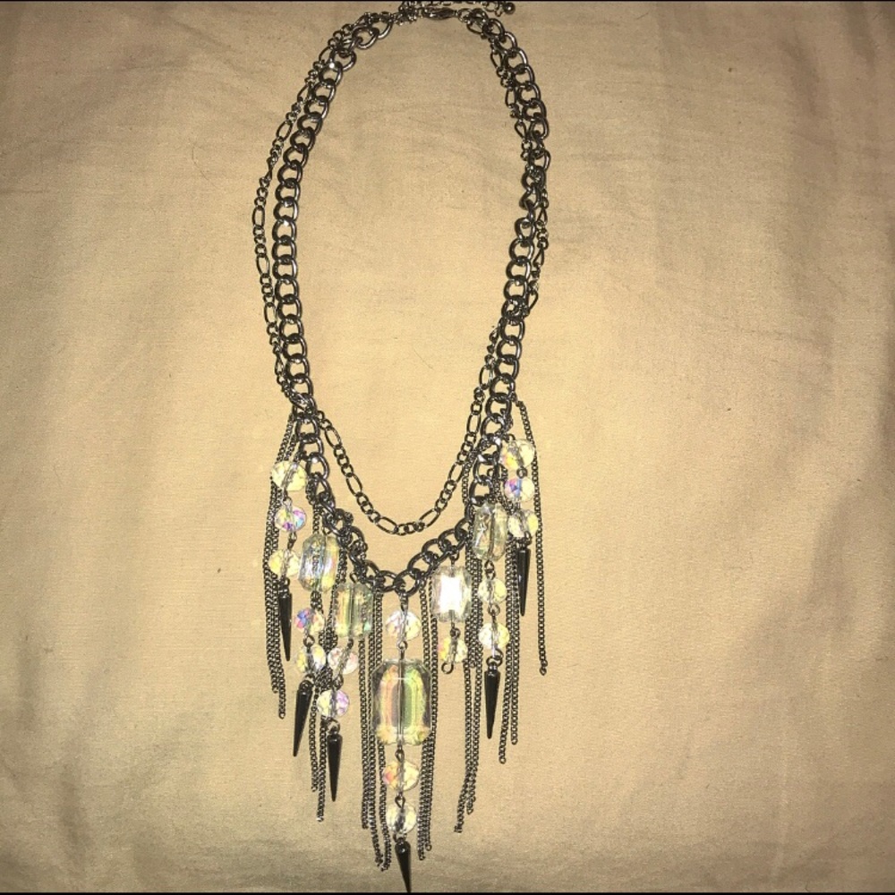 💎Silver Crystal Tassle Necklace💎